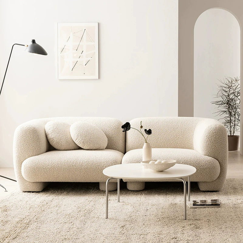 Cream style living room three-person fabric sofa straight row cute creative designer home new