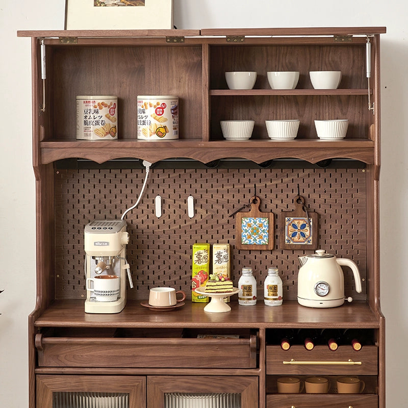 Solid wood dining side cabinet household living room storage retro tea cabinet rack custom