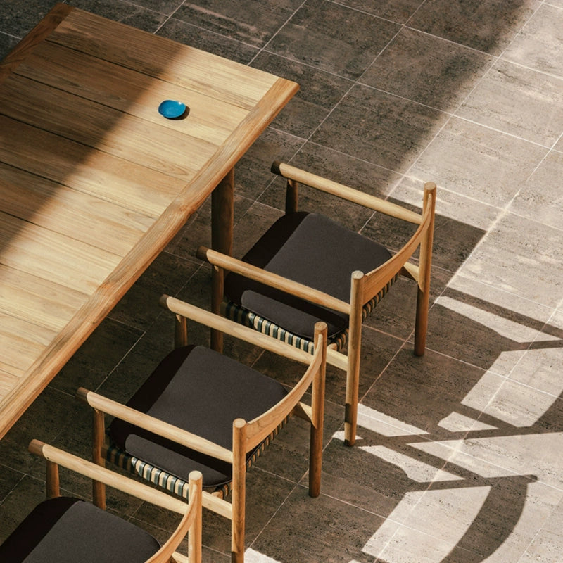 Outdoor tables and chairs courtyard waterproof and sunscreen casual solid wood dining table and chairs furniture outdoor rattan chair combination custom