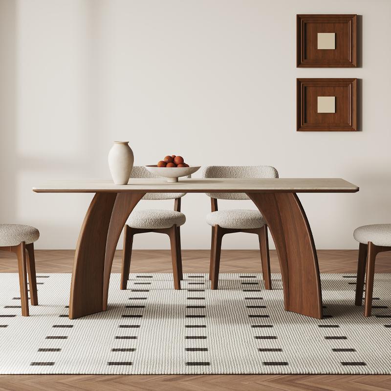 Solid wood rock slab dining table customized for household minimalist rectangular high-end table