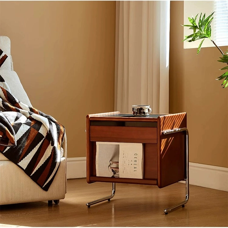 Retro solid wood bedside table household simple side few small apartment bedroom bedside table storage cabinet custom
