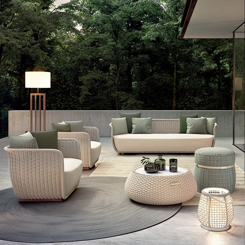 Outdoor sofa waterproof and sunscreen courtyard villa rattan chair combination high-end outdoor leisure hotel furniture customization