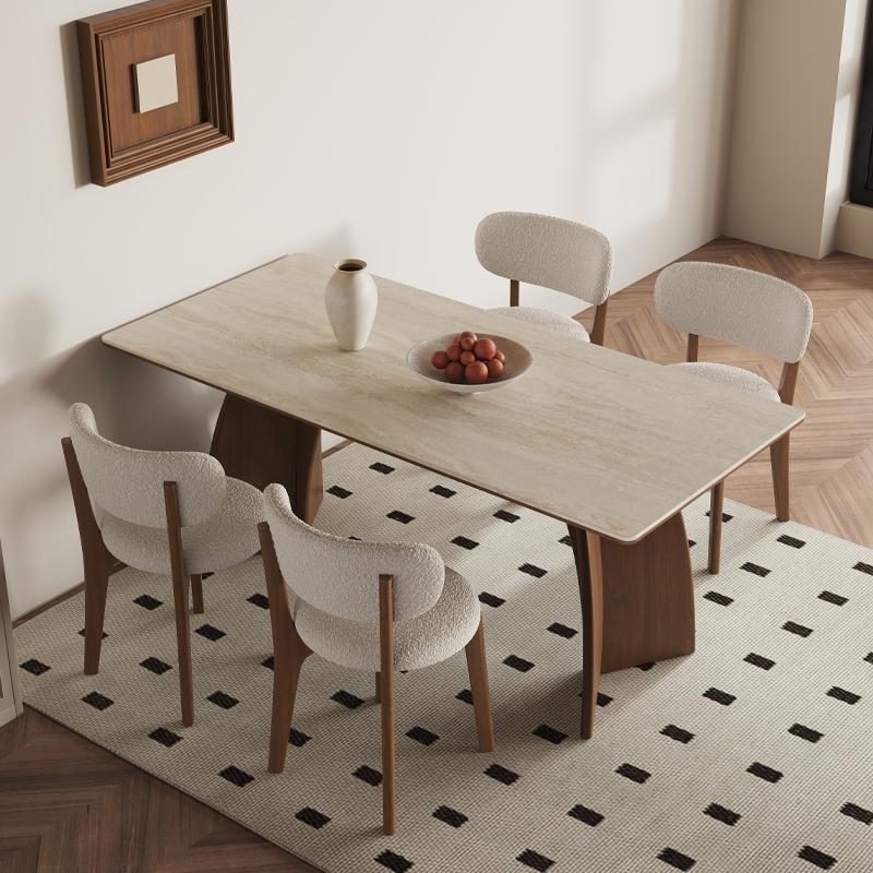 Solid wood rock slab dining table customized for household minimalist rectangular high-end table