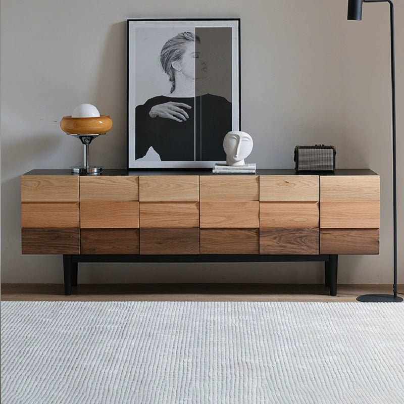 Modern simple TV cabinet Solid wood living room Creative design Customized storage cabinet