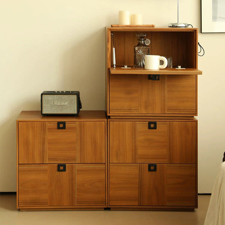 Solid wood combination cabinet Solid wood retro home living room side cabinet Bedroom chest cabinet Antique card door cabinet