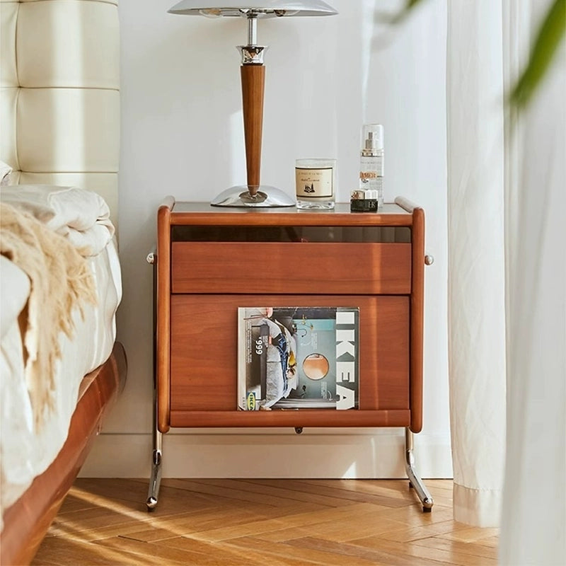 Retro solid wood bedside table household simple side few small apartment bedroom bedside table storage cabinet custom