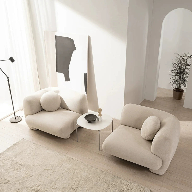 Cream style living room three-person fabric sofa straight row cute creative designer home new