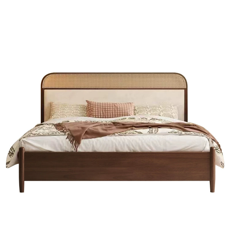 Solid wood soft bag bed rattan bed retro big bed custom