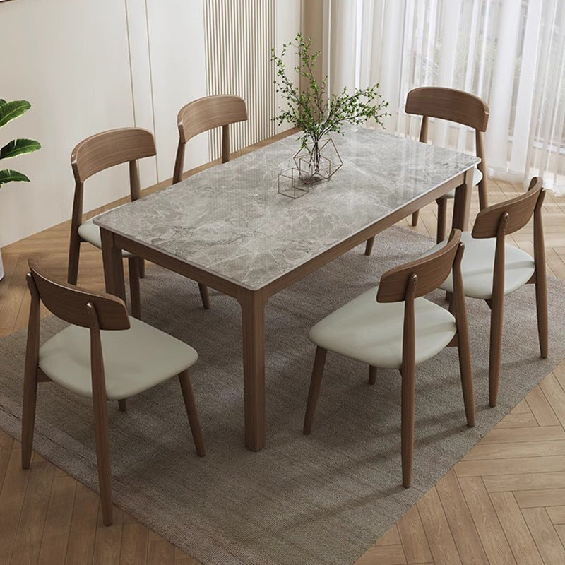 Rock slab dining table rectangular dining table solid wood dining table and chair combination modern simple small apartment household dining table custom