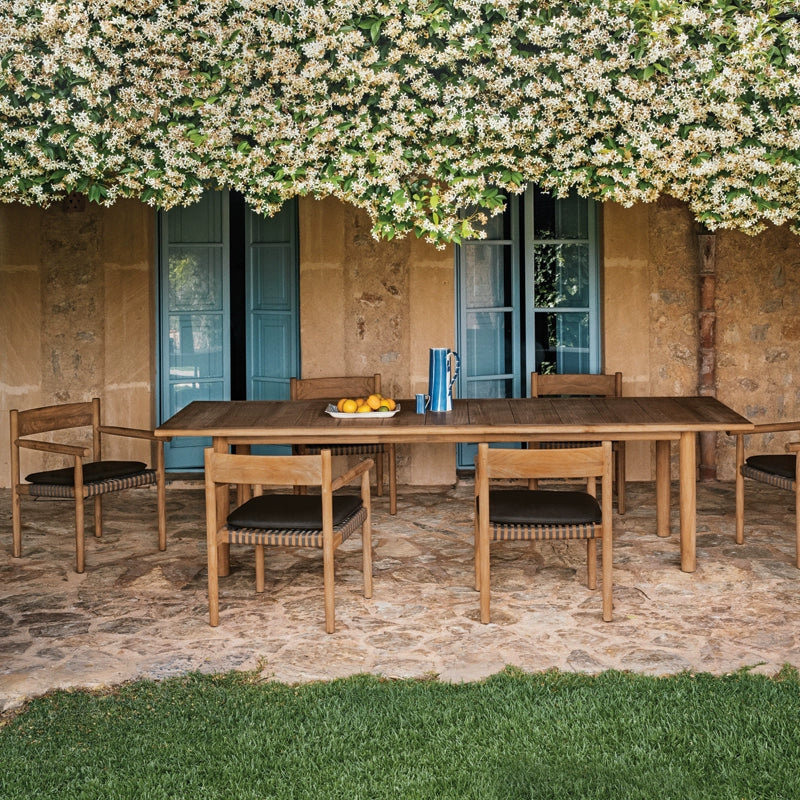 Outdoor tables and chairs courtyard waterproof and sunscreen casual solid wood dining table and chairs furniture outdoor rattan chair combination custom