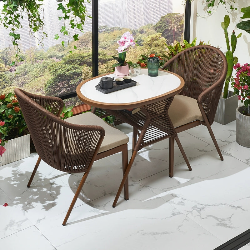Balcony tea table and chair combination simple leisure outdoor courtyard open-air household coffee table indoor creative small rattan chair