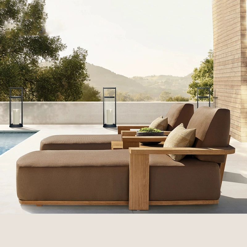 Outdoor sofa courtyard villa hotel solid wood garden open-air sun room rain and sun protection leisure furniture custom