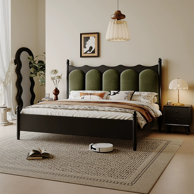 Modern Queen-Size Platform Bed with Upholstered Headboard