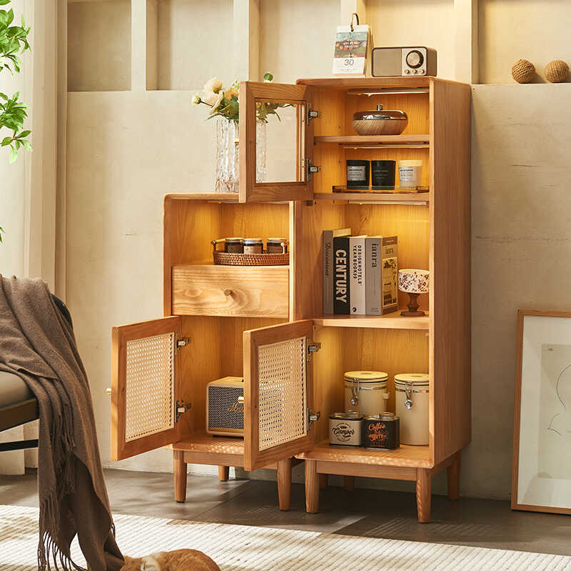Rattan wine cabinet living room dining side cabinet locker display cabinet simple modern entrance cabinet