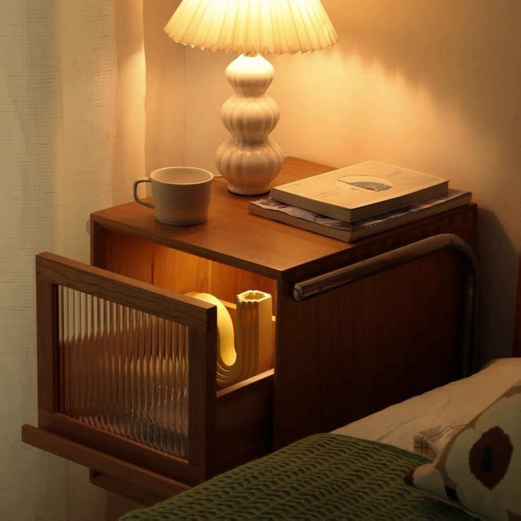 Suspended bedside table Storage cabinet Simple solid wood small bookcase Sofa side cabinet Bedside cabinet Locker custom
