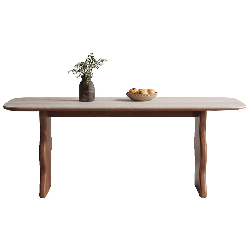 Solid wood dining table and chairs new retro black rock slab furniture custom