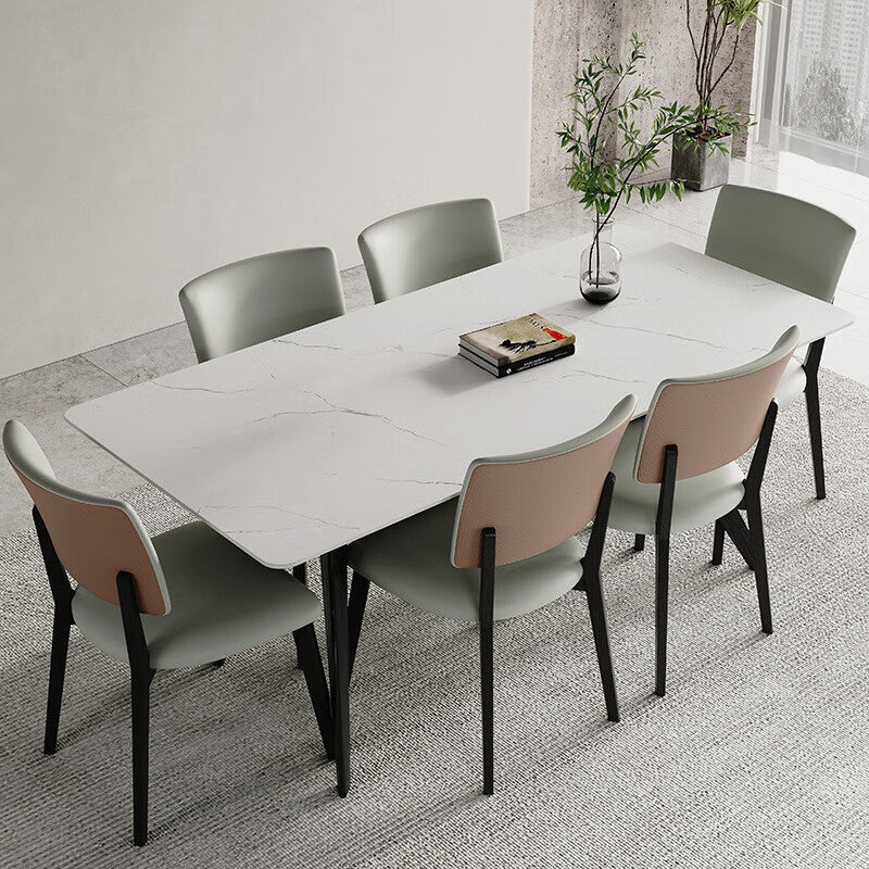 Rock slab dining table Minimalist light luxury solid wood rectangular household dining table custom