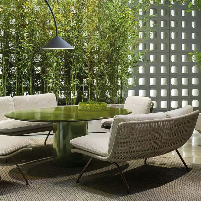 Outdoor rattan sofa courtyard waterproof and sunscreen furniture villa outdoor open-air garden leisure chair combination custom
