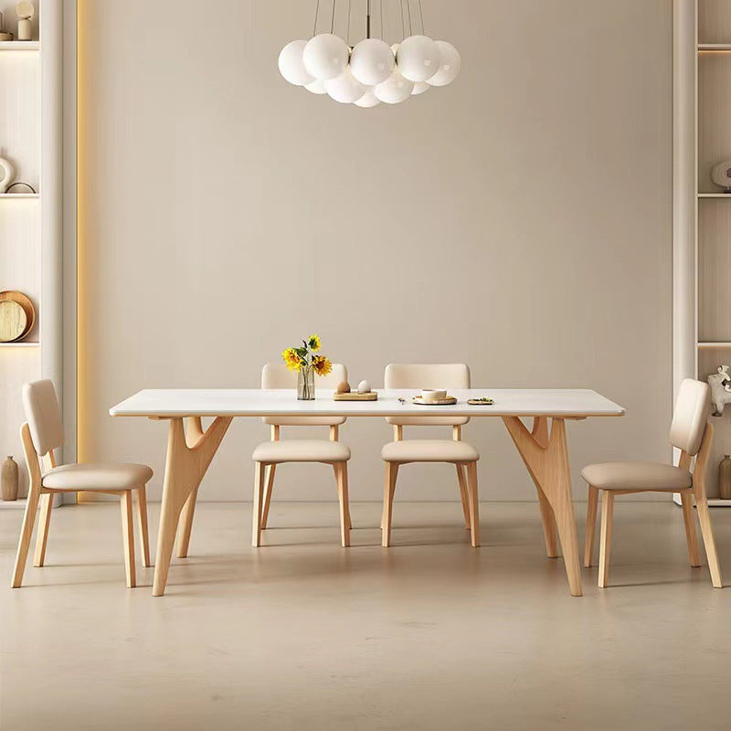 Rock slab dining table and chair combination solid wood dining table custom