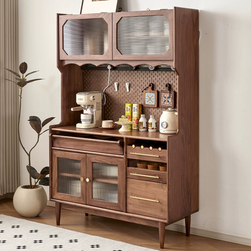 Solid wood dining side cabinet household living room storage retro tea cabinet rack custom