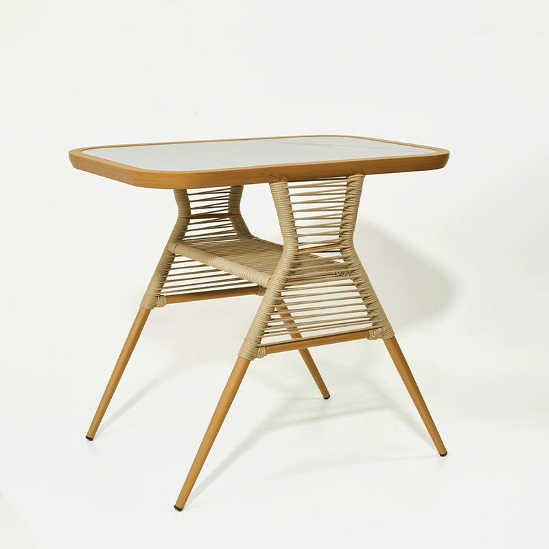 Balcony tea table and chair combination simple leisure outdoor courtyard open-air household coffee table indoor creative small rattan chair