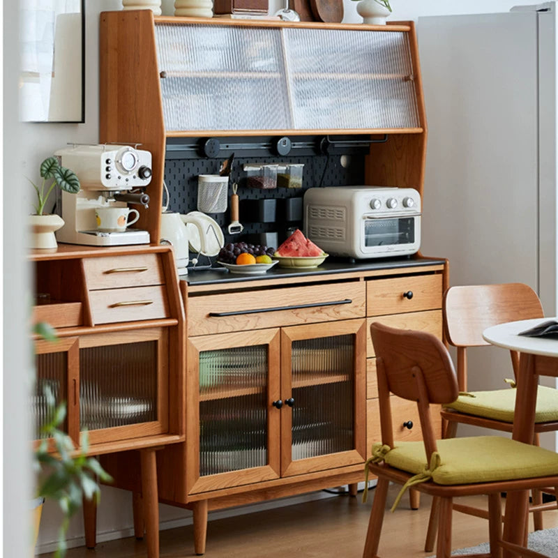 Solid wood dining side cabinet storage cabinet household locker living room coffee cabinet tea cabinet custom