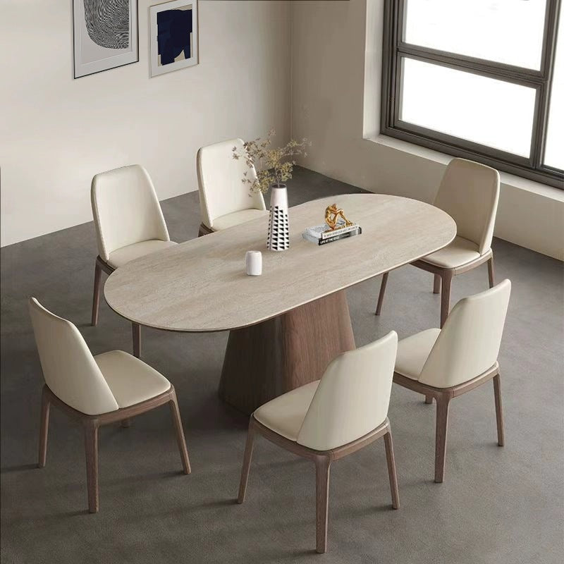 Retro rock slab dining table household rectangular dining table designer solid wood dining table and chair combination custom