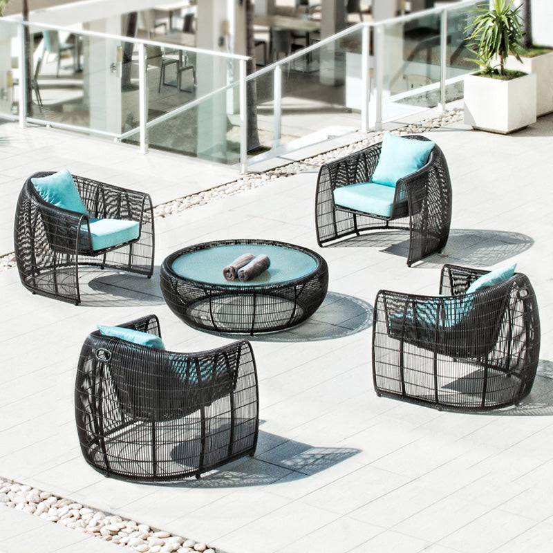 Rattan chair three-piece rattan sofa combination balcony small table and chair outdoor open-air leisure waterproof creative furniture