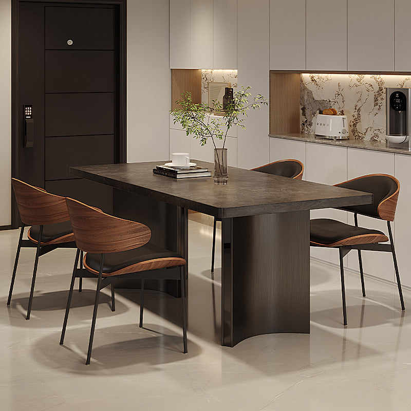 Minimalist thickened rock slab dining table household modern simple rectangular dining table light luxury high-end dining table and chairs custom