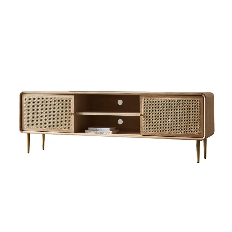 Solid wood TV cabinet simple rattan modern simple bedroom living room locker homestay custom