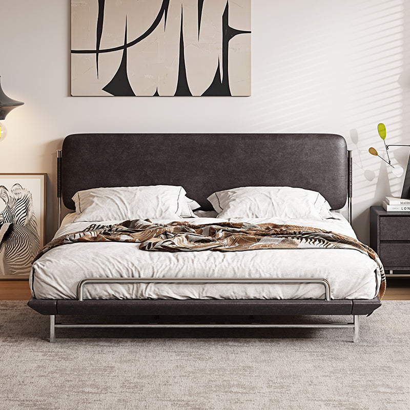 Small flat edge double bed modern simple black retro bed