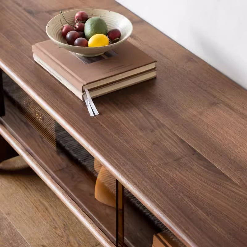 Solid wood TV cabinet Modern simple living room floor cabinet Antique light luxury wall floor cabinet