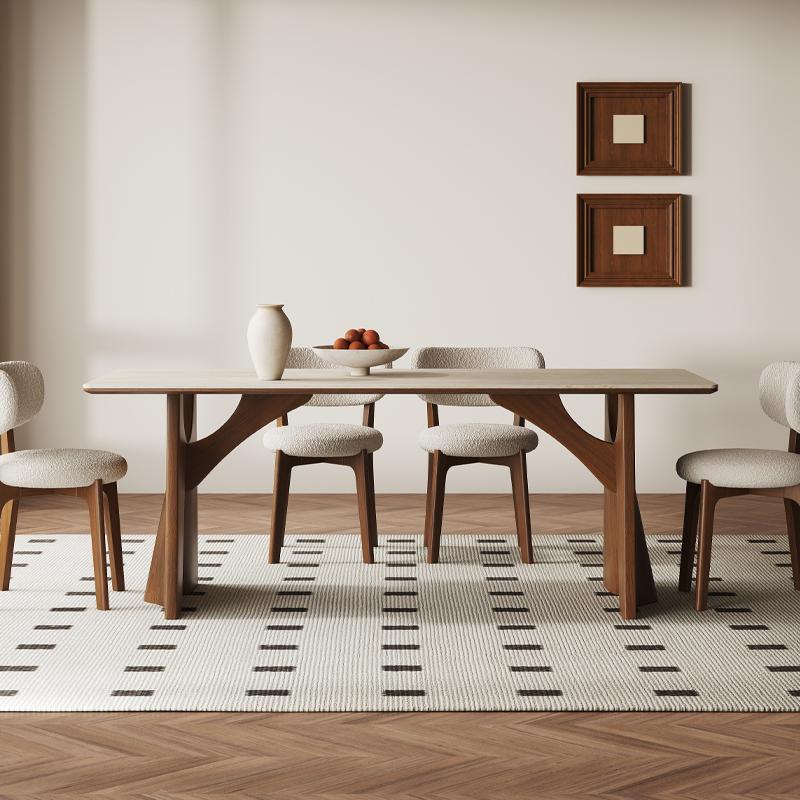 Slate dining table Small household modern simple rectangular dining table custom