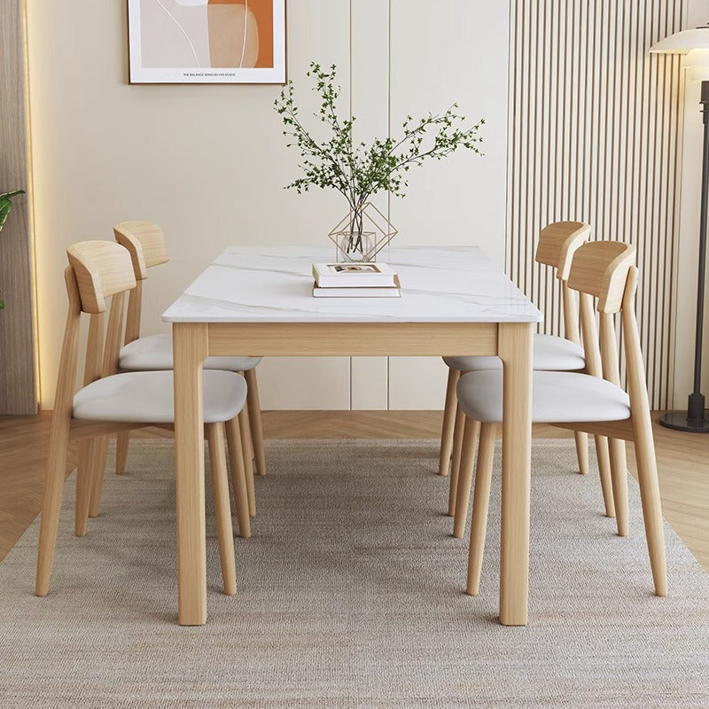 Rock slab dining table rectangular dining table solid wood dining table and chair combination modern simple small apartment household dining table custom