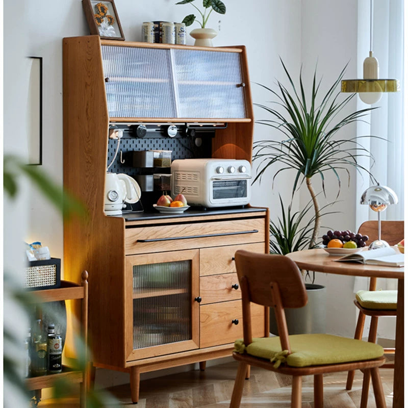 Solid wood dining side cabinet storage cabinet household locker living room coffee cabinet tea cabinet custom