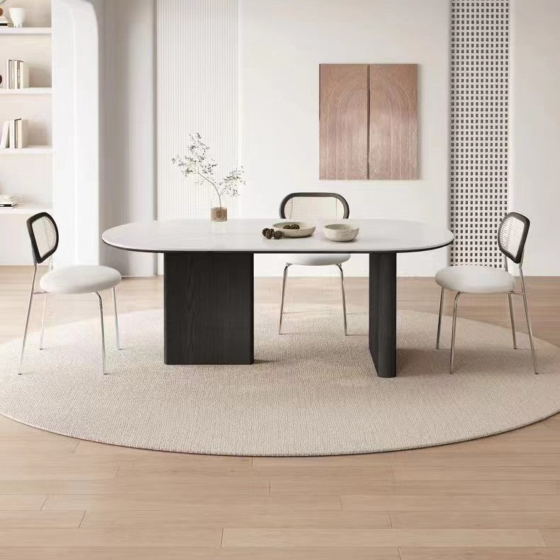 Solid wood high-end household modern simple oval dining table custom