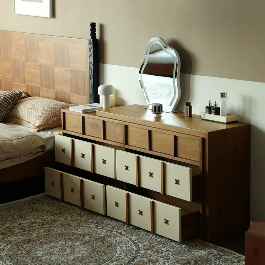 Solid wood retro dresser corner simple bedroom end of bed dressing table