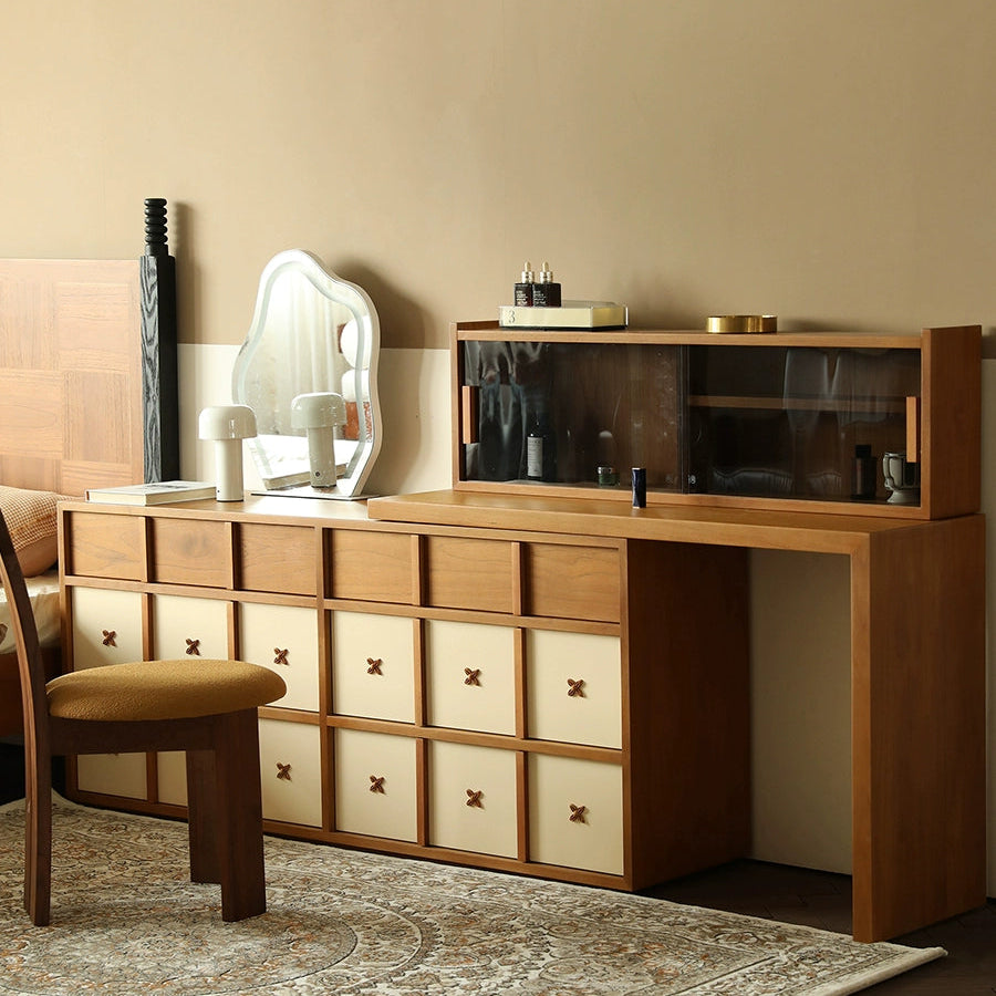 Solid wood retro dresser corner simple bedroom end of bed dressing table