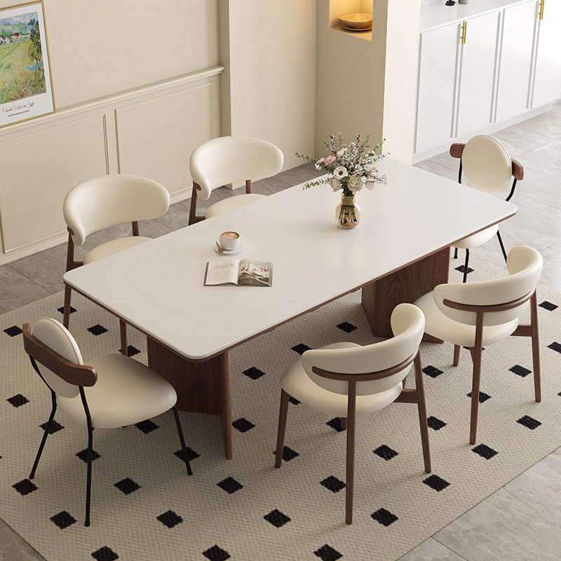 Solid wood rock slab dining table modern simple full support rectangular household custom