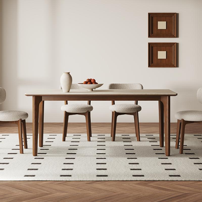 Solid wood rock slab dining table living room home modern simple dining table and chair combination custom