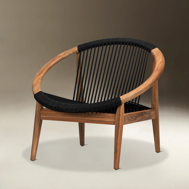 Outdoor rattan sofa single solid wood rattan chair casual lazy balcony waterproof and sunscreen coffee table combination