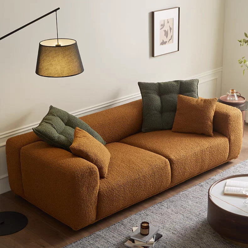 Simple modern sofa small apartment living room tofu block straight row three-person four-person sofa