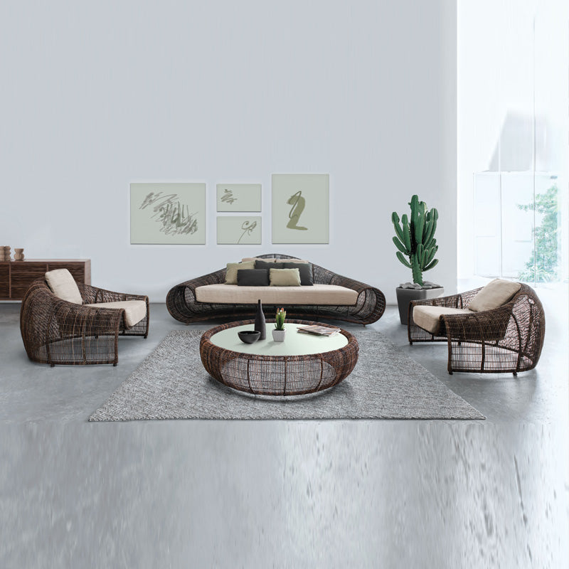 Rattan chair three-piece rattan sofa combination balcony small table and chair outdoor open-air leisure waterproof creative furniture
