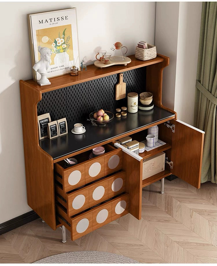 Solid wood dining side cabinet, rock slab tea storage cabinet, entrance cabinet, drinking water coffee machine cabinet, customized.