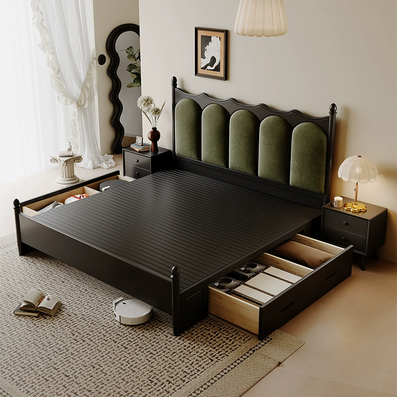 Modern Queen-Size Platform Bed with Upholstered Headboard