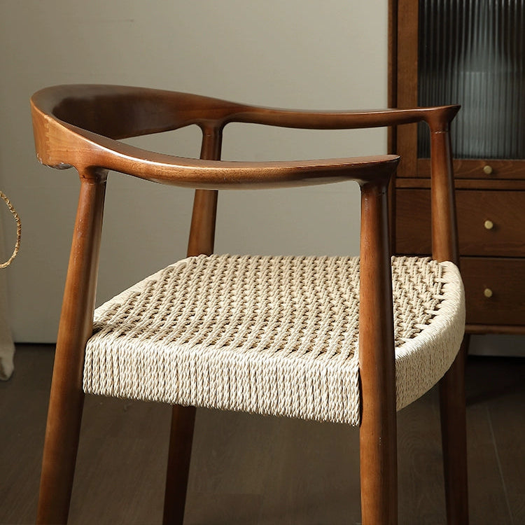 Solid wood dining chair back armrest chair wooden table chair stool rattan chair book tea table walnut