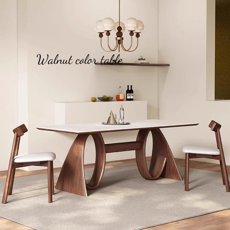 Solid wood rock slab dining table simple home apartment dining table custom