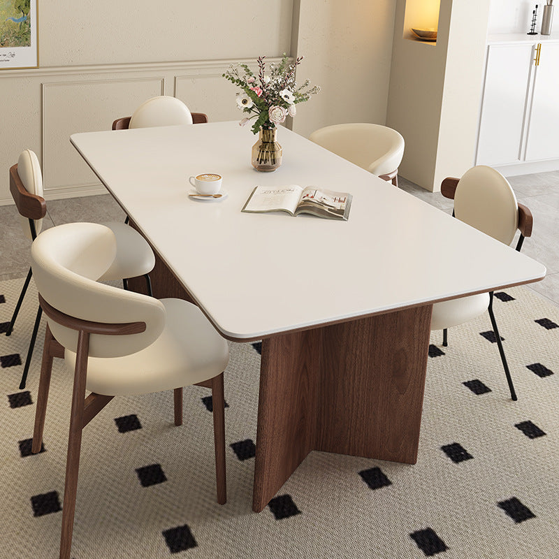 Solid wood rock slab dining table modern simple full support rectangular household custom