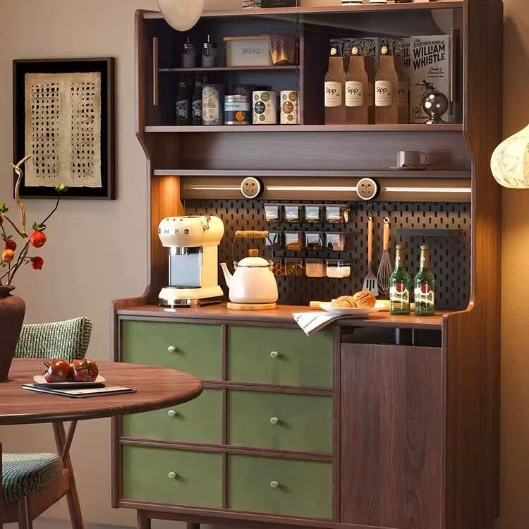 Retro solid wood dining side cabinet locker living room tea cabinet wine cabinet storage cabinet custom