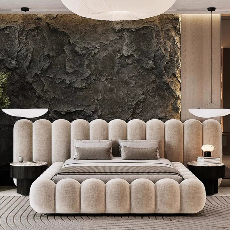 Fabric villa bedroom double bed custom bed